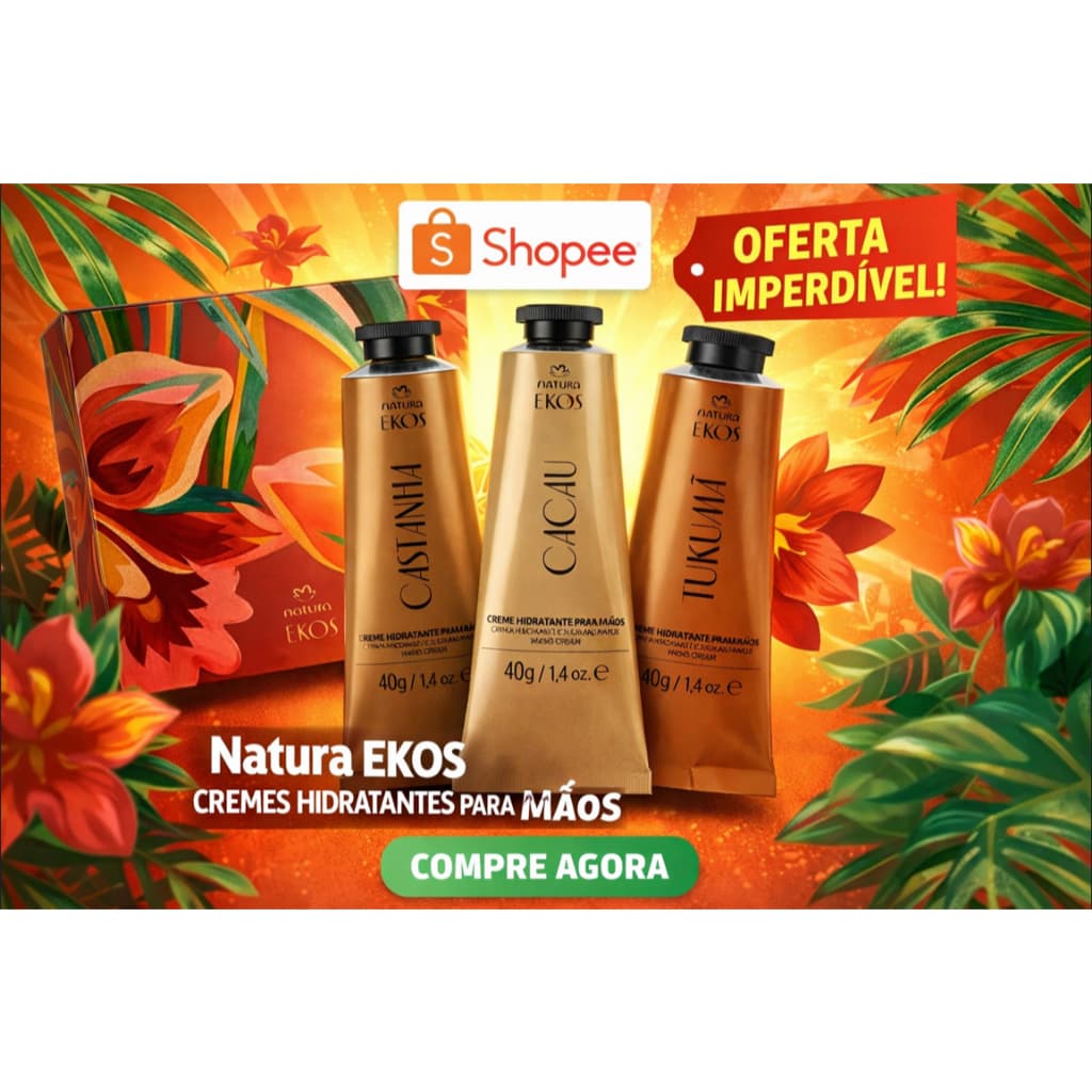 Kit presente 3 Cremes de Mão Natura Ekos  | CASTANHA, CACAU E TUKUMÃ 40g 💛