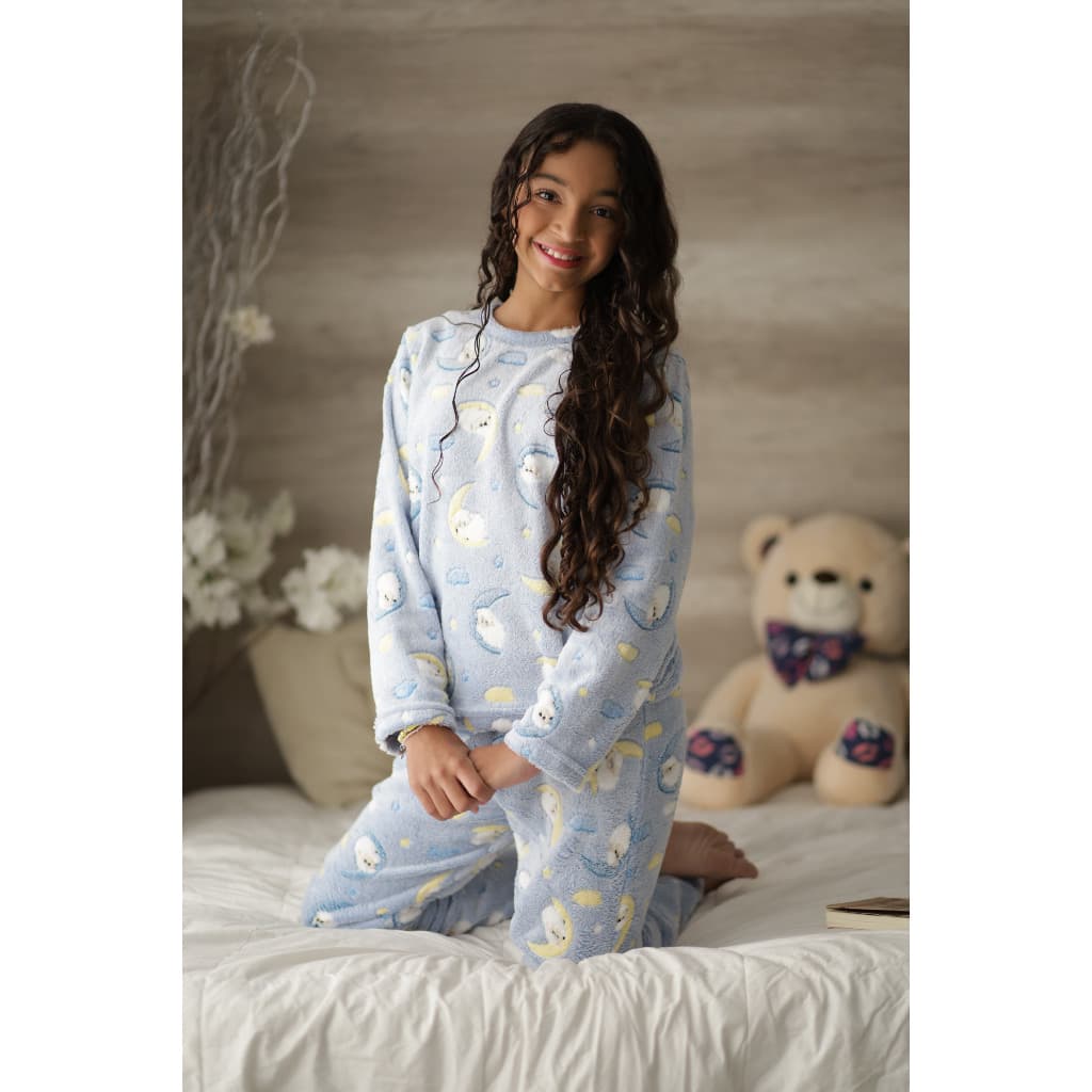 Smara Modas Pijama Infantil Menina Fleece Peludinho Ted Inverno Quentinho Do 8 ao 14