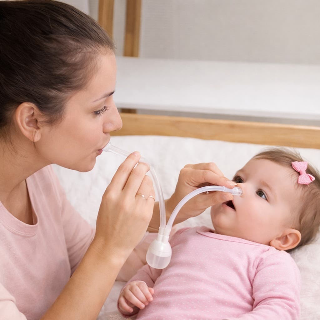 Aspirador Nasal Infantil Sucção Manual Alívio Imediato Higiene Bebê Rosa Seguro