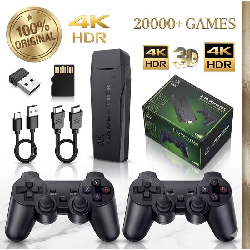 Game stick 20000+ Jogos M8  4K 64gb 2 controles sem fio console portátil jogos retrô antigo…