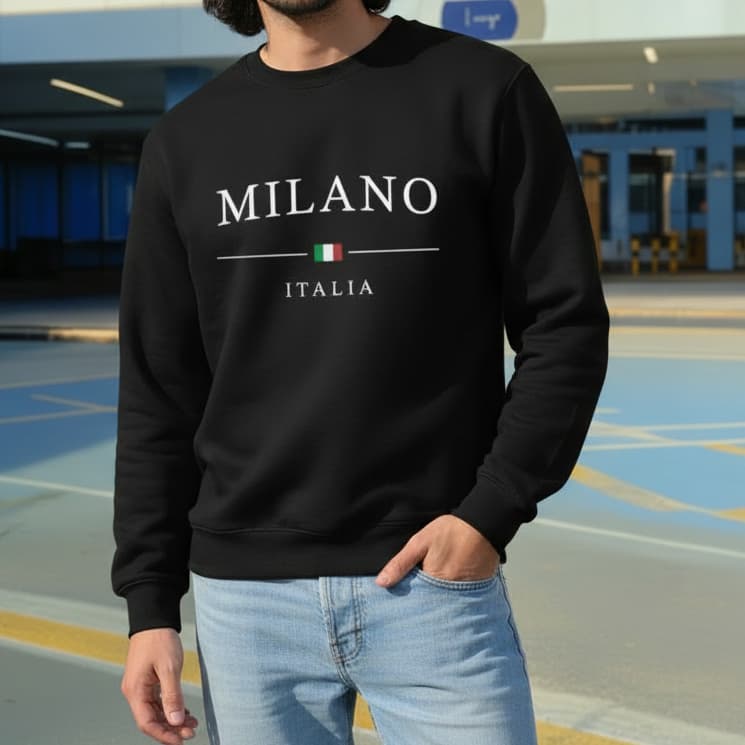 Moletom Careca Milano Italia Gola Redonda Casaco Masculino Feminino Inverno Blusa De Frio Flanelado