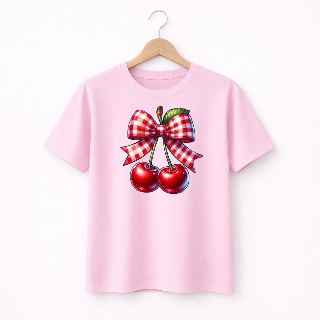 Camisa  Infantil feminina moda  100%Algodão Menina Cereja Estampa Premium Blusinha