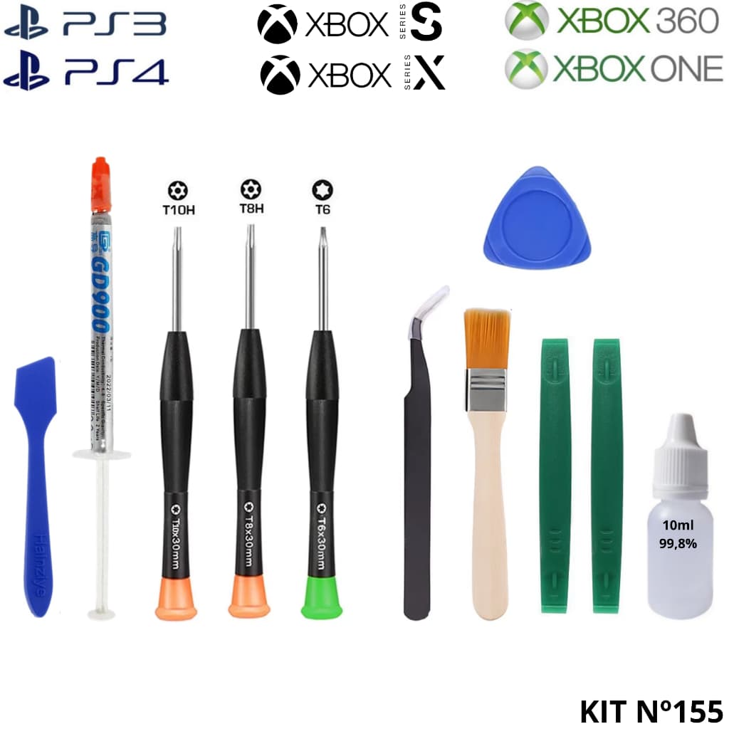 Kit Chaves Torx T6 T8 T10 + Pinça + Pincel + Pasta Térmica Gd900 1g + Espátula + 10ml