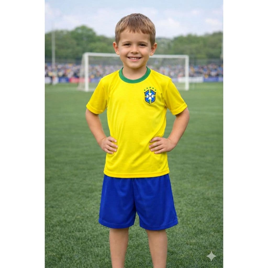 Conjunto Premium Infantil Copa Do Mundo Brasil Roupas Esportivas Patriota