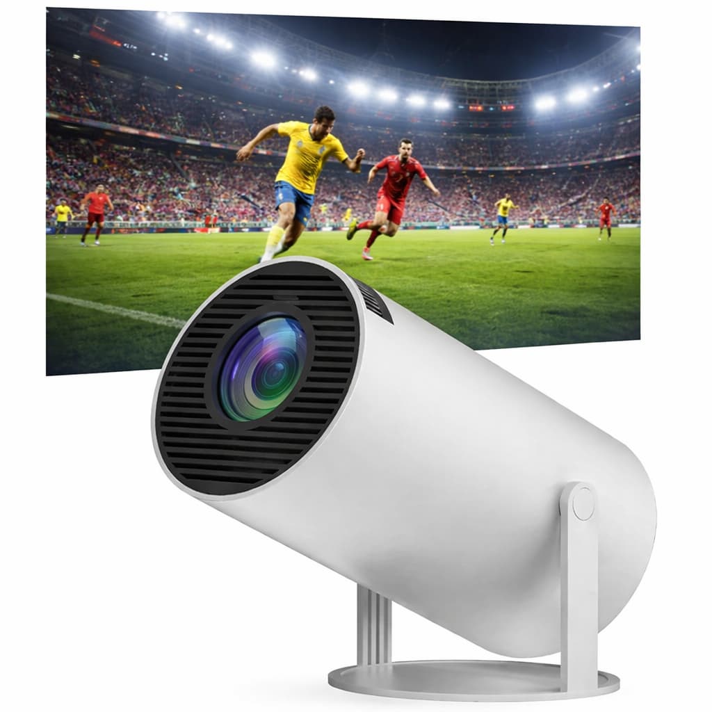 Mini Projetor Portátil HY300 Android WiFi Bluetooth Suporta 4K para Quarto e Cinema em Casa