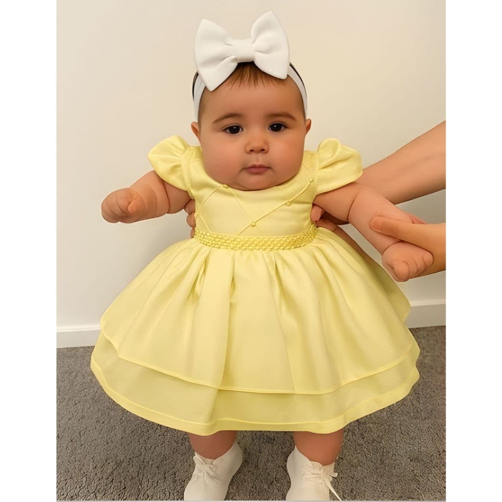 Vestido Bebê Festa Infantil Rodado Menina Criança Luxo Liso