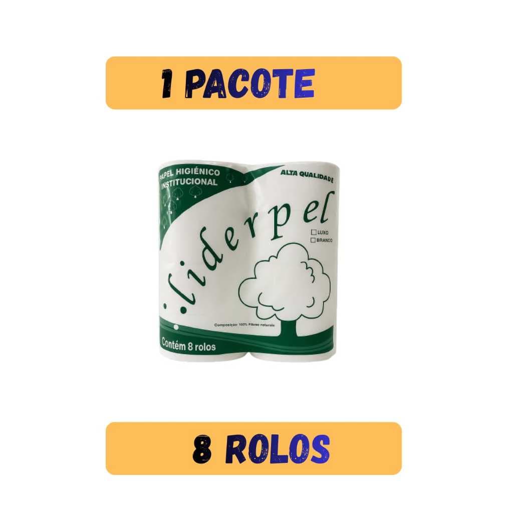 8 ROLOS PAPEL HIGIENICO INSTITUCIONAL BRANCO FOLHA SIMPLES