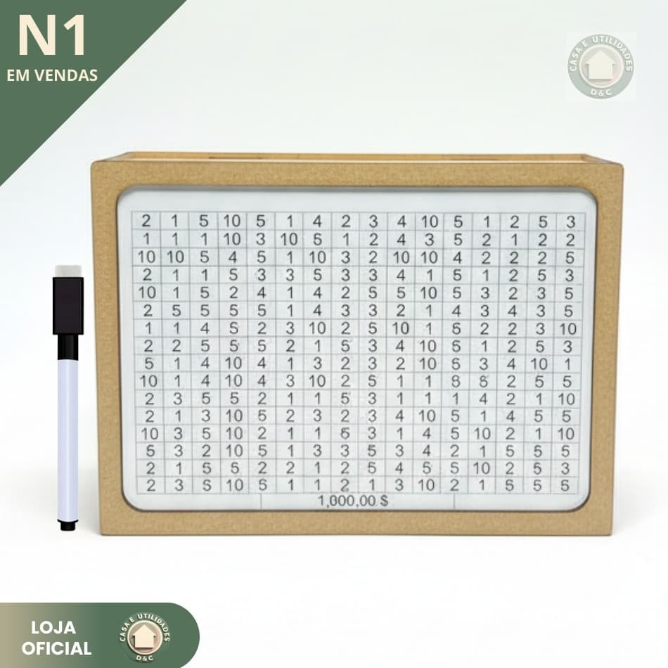 Cofre Desafio 20MIL/10MIL/5MIL/1MIL Escolha Meta Cofrinho MDF Método Japonês