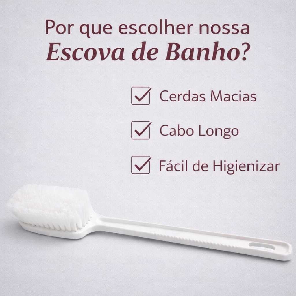 Escova de Banho Cabo Longo para Costas Esfoliante Corporal Higiene da Pele Cerdas Macias