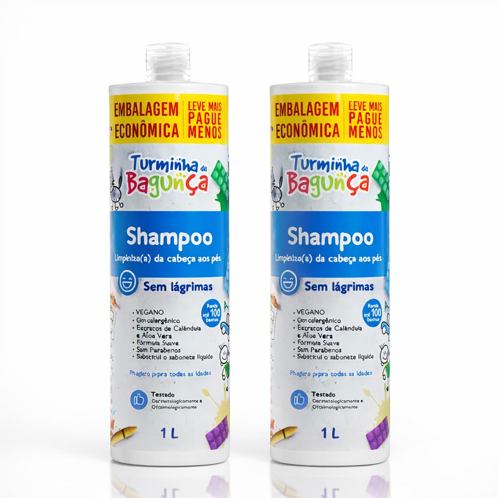 02 Shampoo \ Sabonete Liquido Infantil 1LT Turminha da Bagunça - Sem Lágrimas
