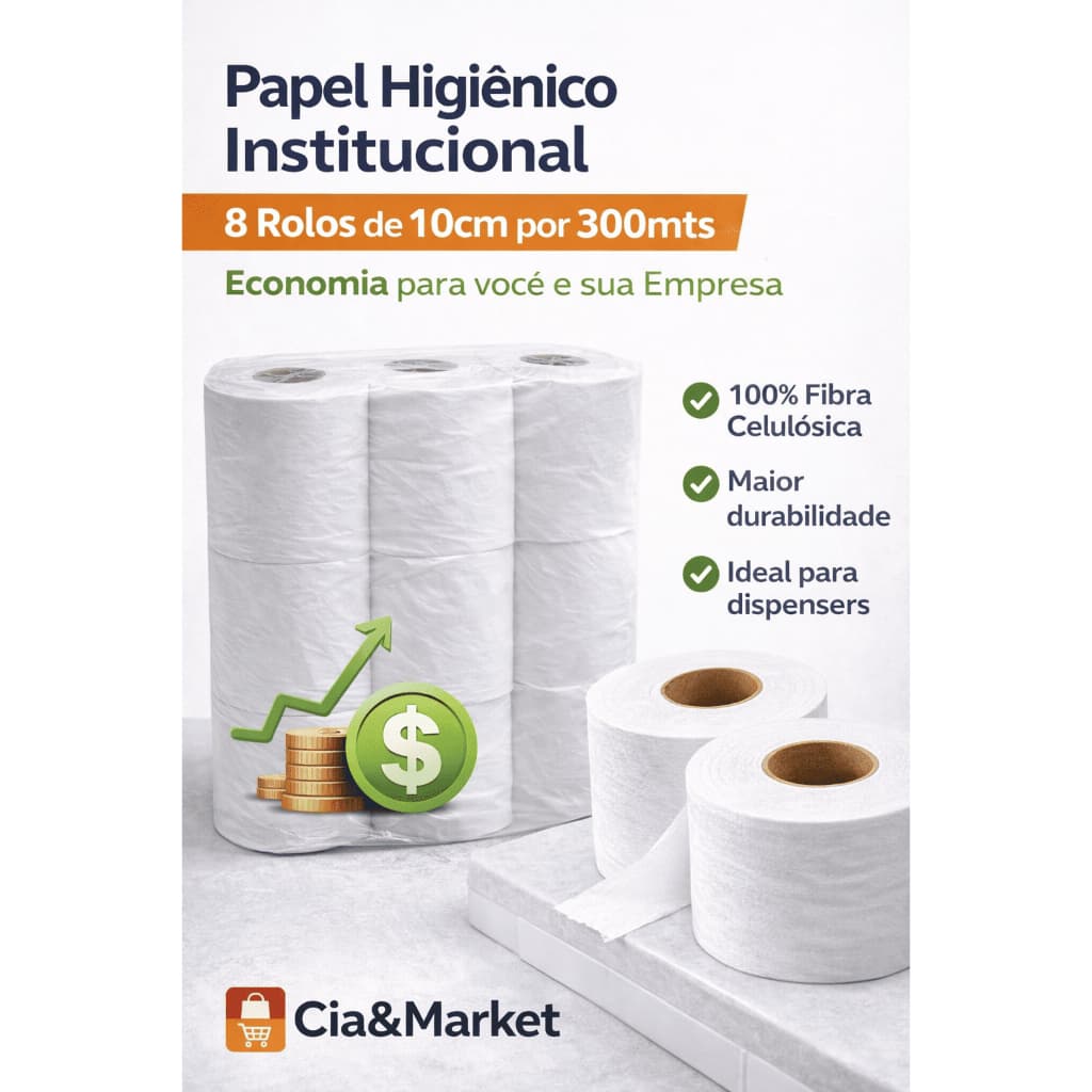 Kit 8 Rolos Papel Higiênico 300m Branco Econômico