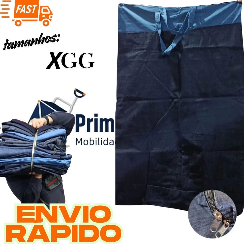 Bolsa Sacolao Jeans Gigante XGG 90x120 Enorme Bolsa para Mudança Sacoleiro Sacoleira
