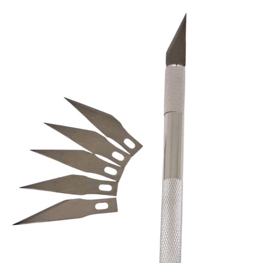 Estilete de Precisão em Aço Inoxidável Tipo Bisturi + 5 Lâminas Extras | Corte Artesanato, Papel e Modelismo