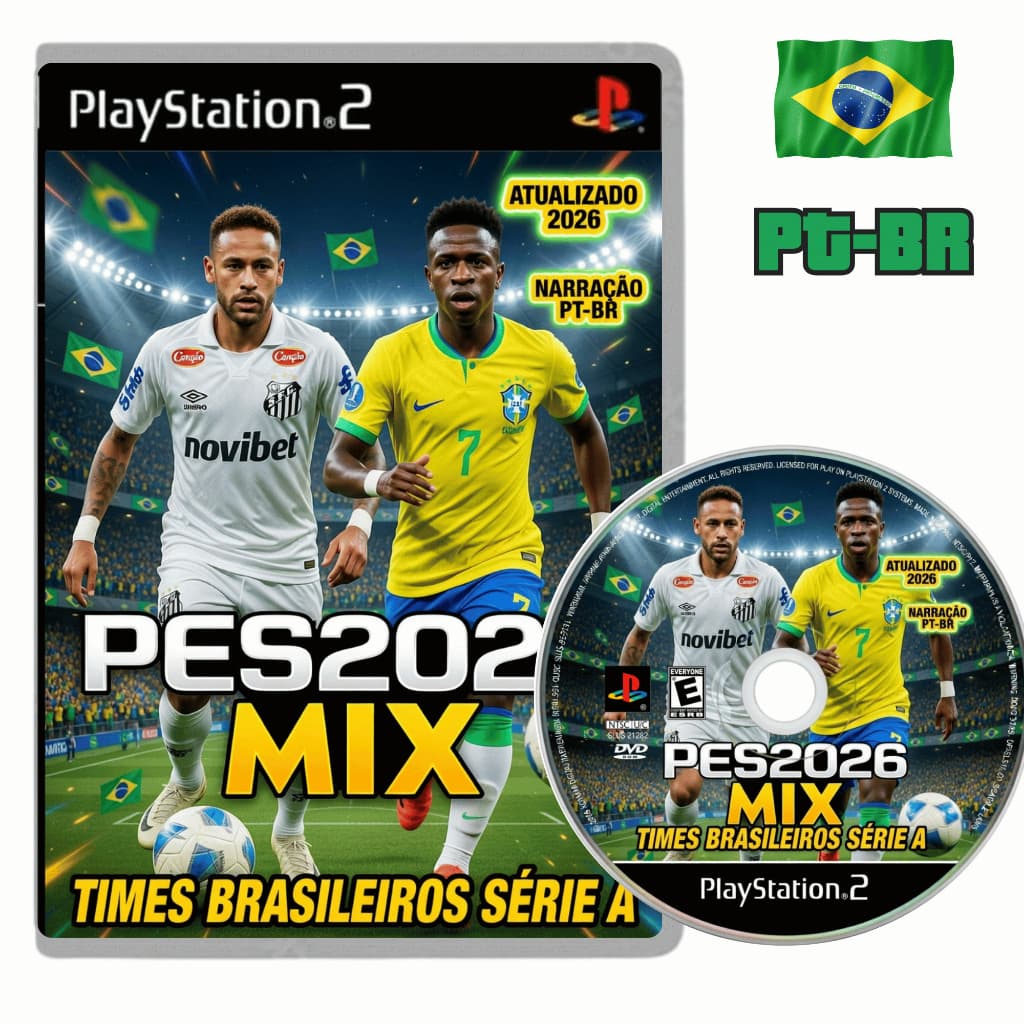 PES Mix 2026 Pro Evolution Soccer Narração Luís Felipe Freitas ( Cazé ) – Playstation 2 (Mídia Física) ps2