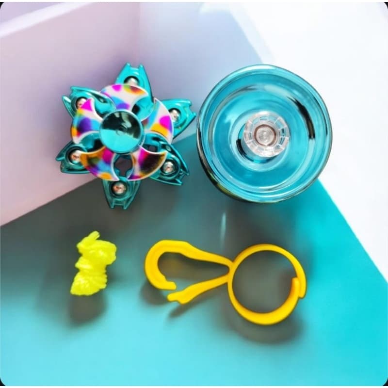 kit Spinner e Yoyo de Rolamento Colorido Desafiador  Anti Stress Educativo