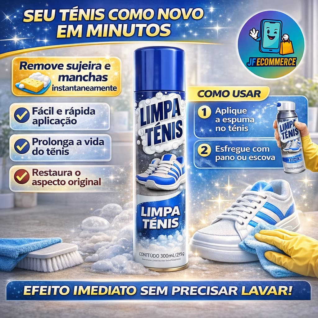 Limpa Tênis Branco e Colorido Espuma Mágica Limpa Tênis Petroplus Spray Limpador Fácil a Seco