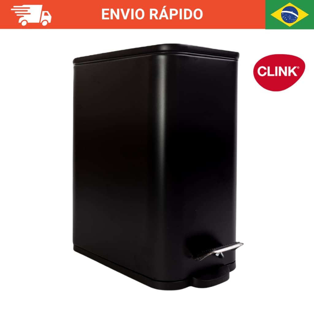 Lixeira 5L com Pedal Tampa Fechamento Silencioso Slim Premium Preta/Branca Compacta Cozinha Banheiro