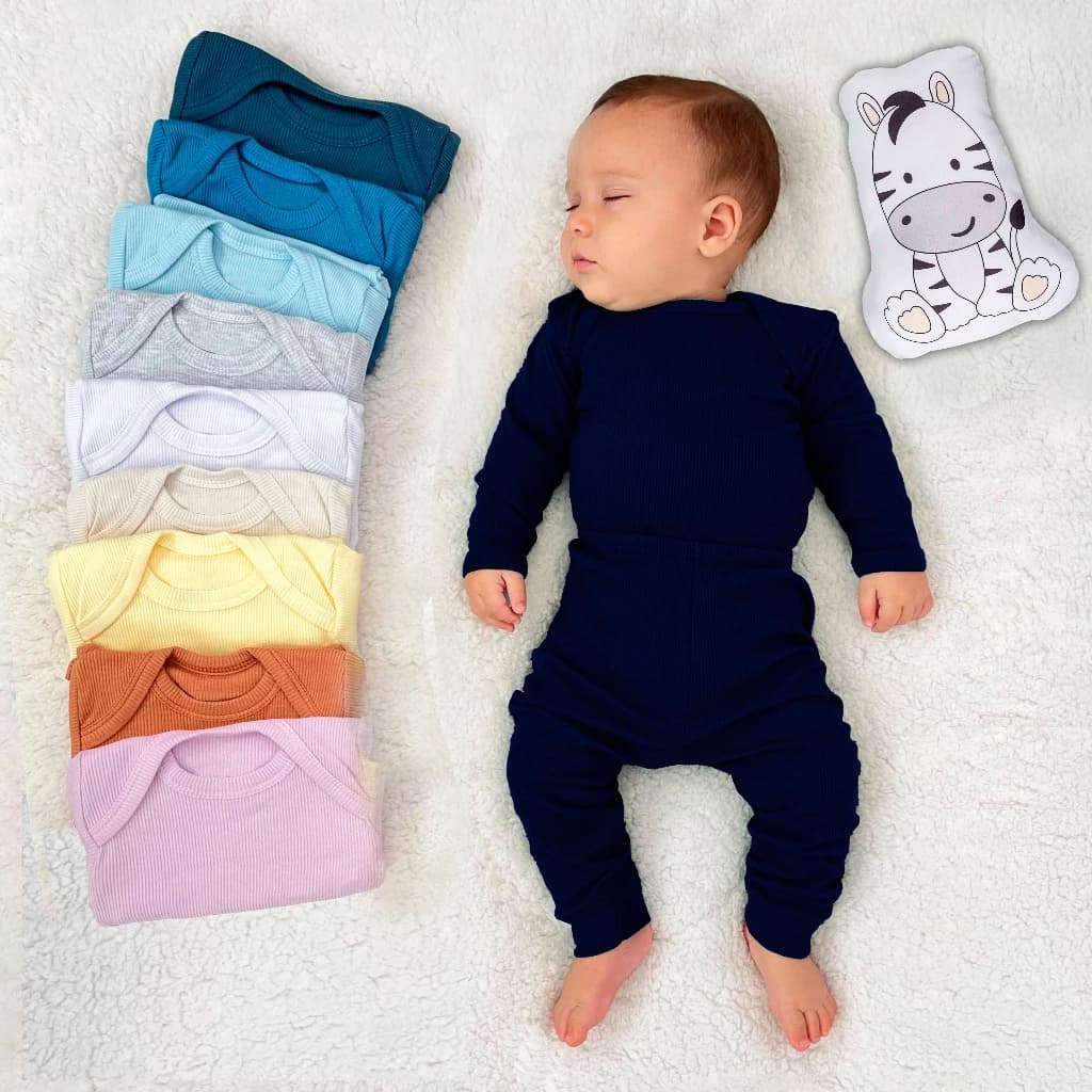 Kit 10 Peças  Conjunto Body Manga Longa + Liso Infantil Bebê Menino e Menina