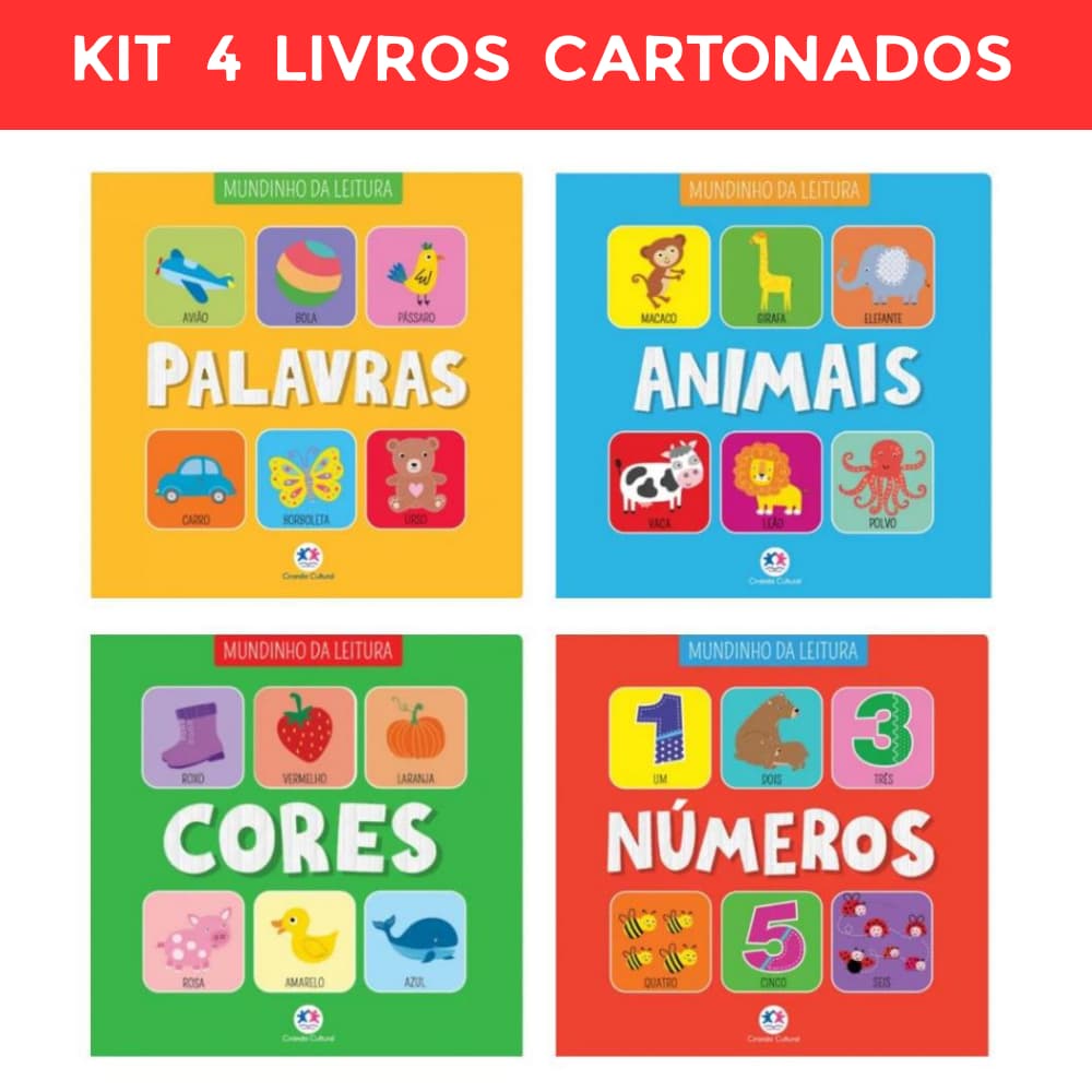 Kit 4 livros infantis Cartonados - Mundinho da Leitura