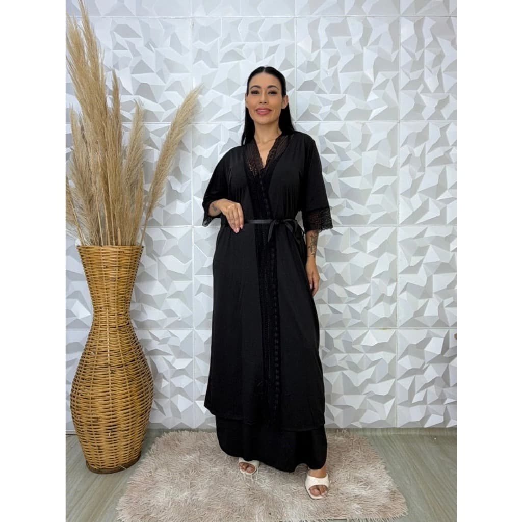 Robe Longo Lingerie Feminina Elegante Sensual Confortável