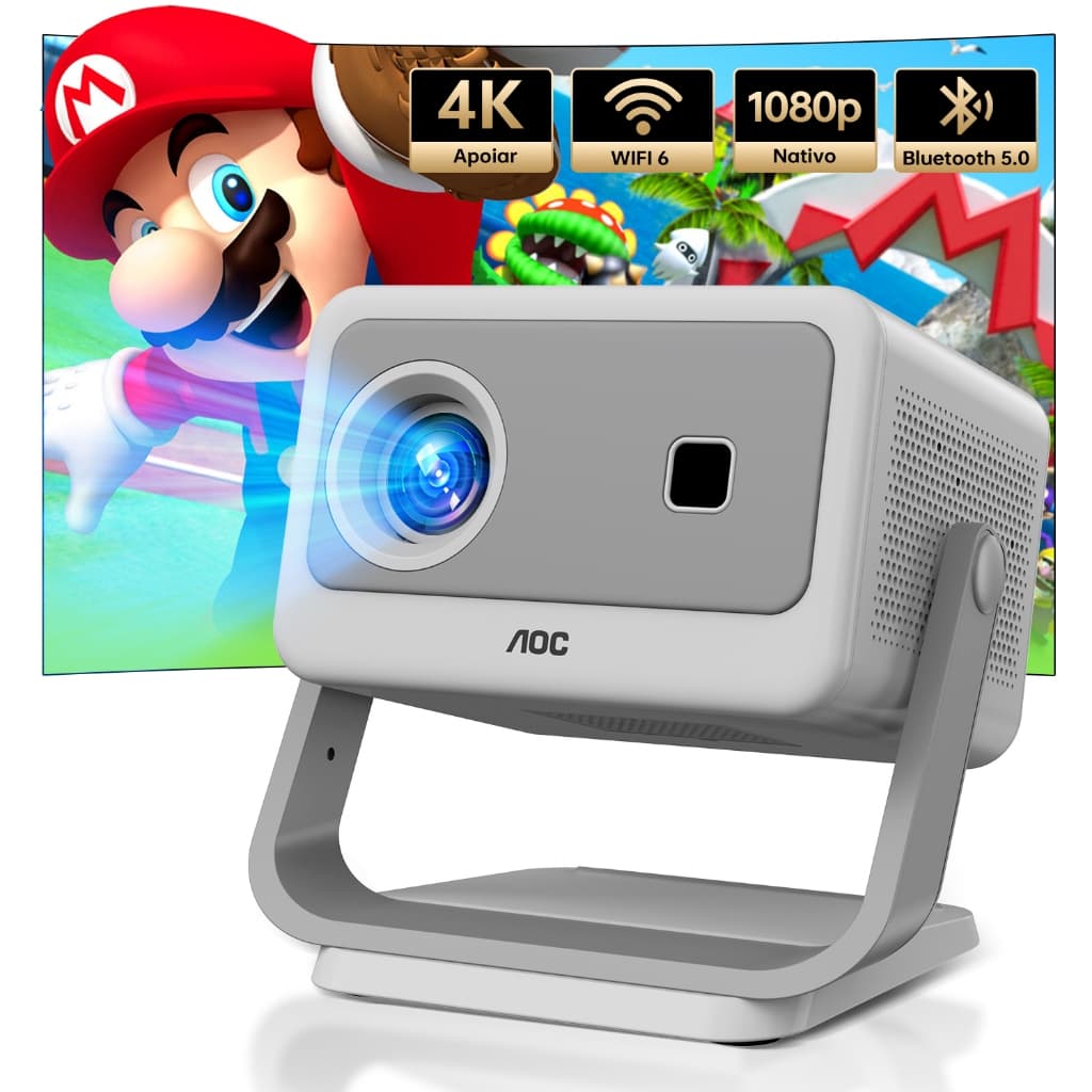 AOC Projetor 4k Android 9.0 Smart Projetor Foco Automático Wi-Fi Bluetooth Home Theater