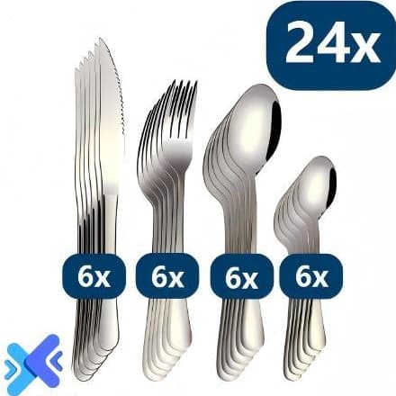 24 Peças Talheres De Aço Inox Garfo Faqueiro Colher De Sobremesa Cozinhas Casa