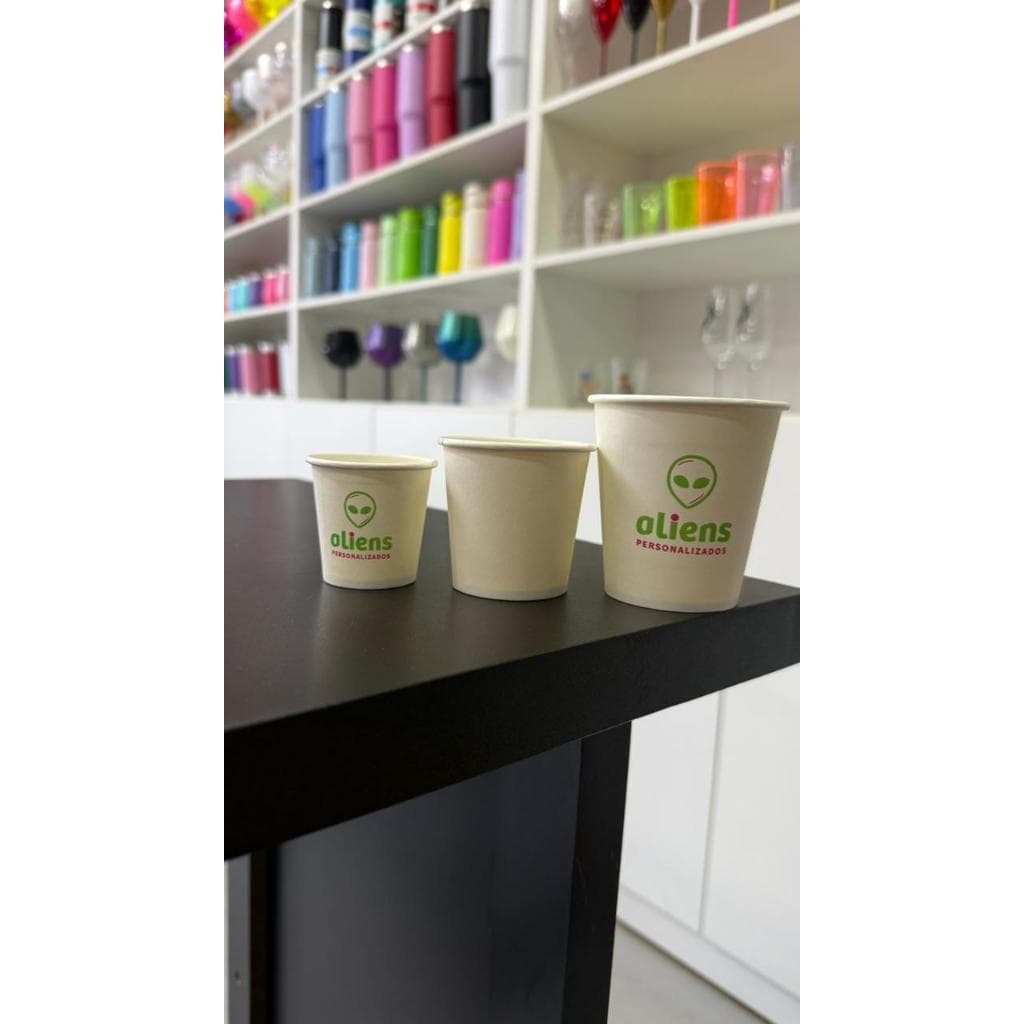 100Un Copo de Papel Personalizado - Biodegradavel