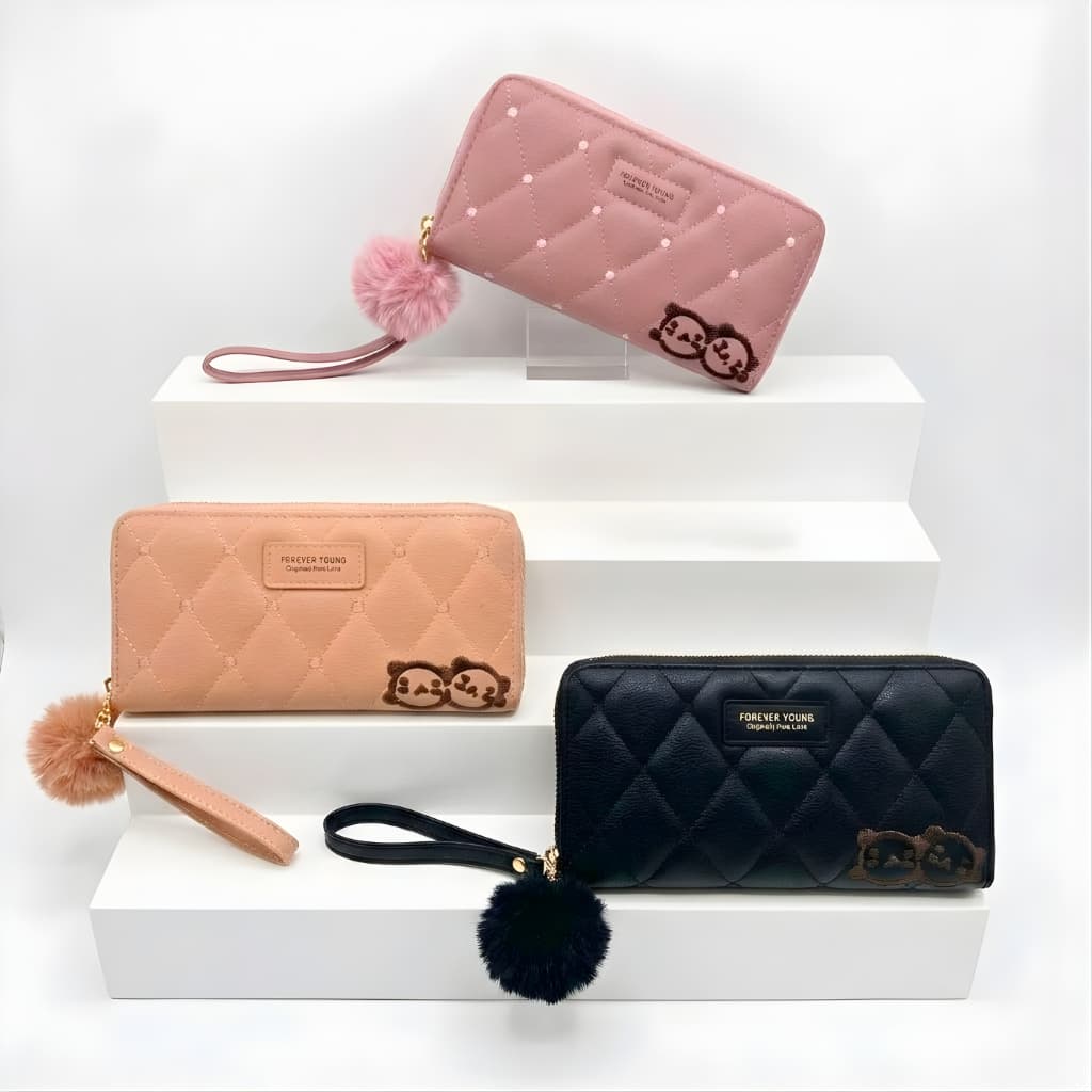 Carteira Feminina c/ Zíper e Pingente - moda, organização, elegante, moderna