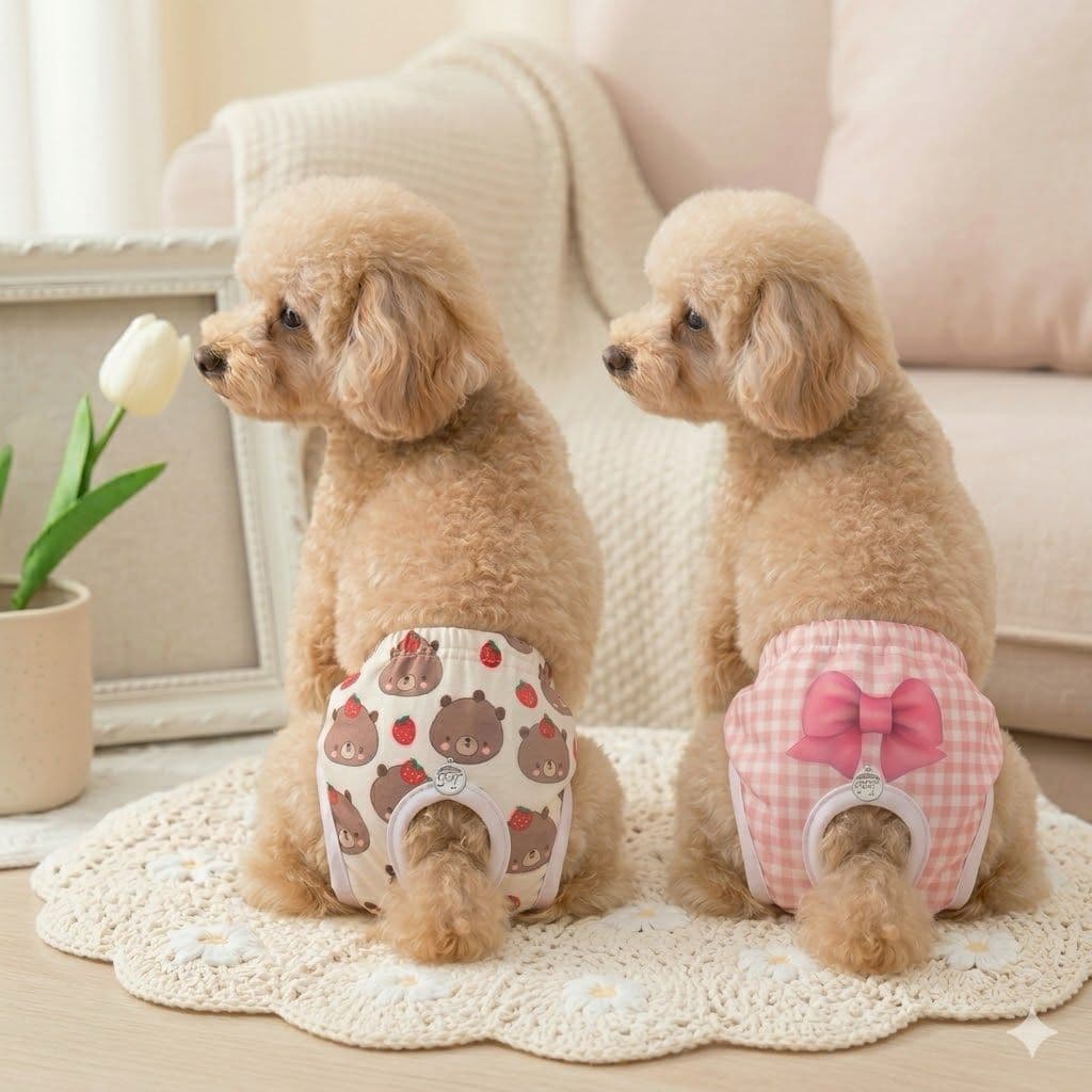 Calcinha Higiênica Raças Pequenas Roupa Pet Cães E Gatos Confortável Lavável Reutilizável Fofo