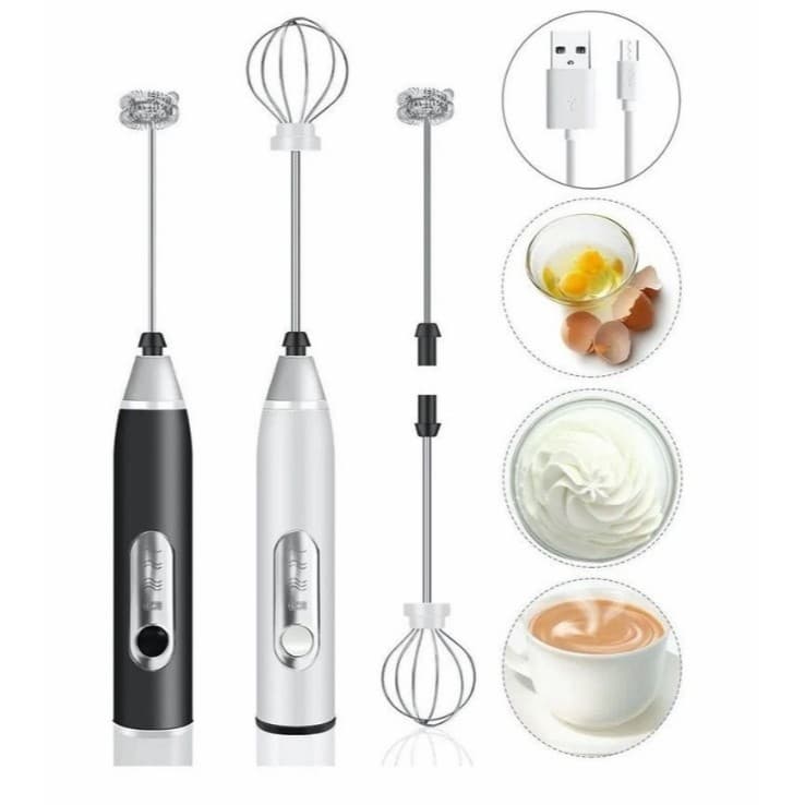 Batedor misturador mixer elétrico mini para leite massa café clara de ovo bebidas recarregável portátil 2 em 1 USB