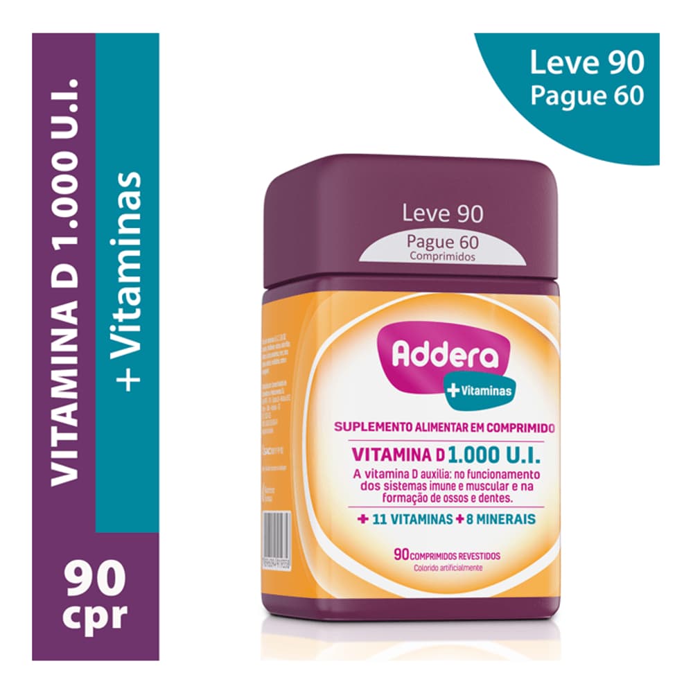 Vitamina D Addera 1.000ui + Vitaminas 90 Comprimidos