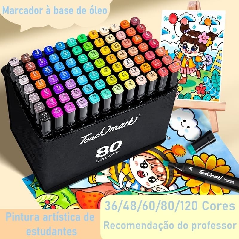 36/48/60/80/120 peças Caneta Marcadora De Cabeça Dupla Conjunto De Canetas De Aquarela Especial Para Crianças