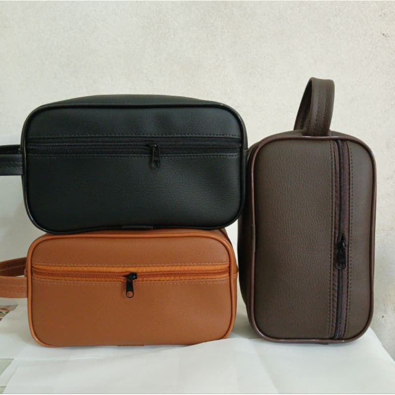 KITS DE 3 PEÇAS Necessaire Organizadora de viagem Bolsa de mão Feminina Masculino em couro sintético