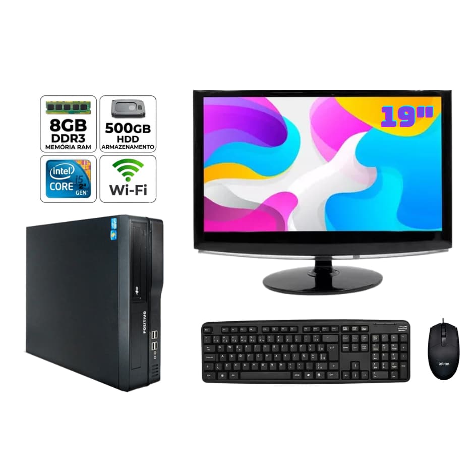 Computador Completo Core i5 2ª Intel Com 500gb HD 8gb ram Ddr3 Tela 19" Teclado Mouse Wifi Positivo