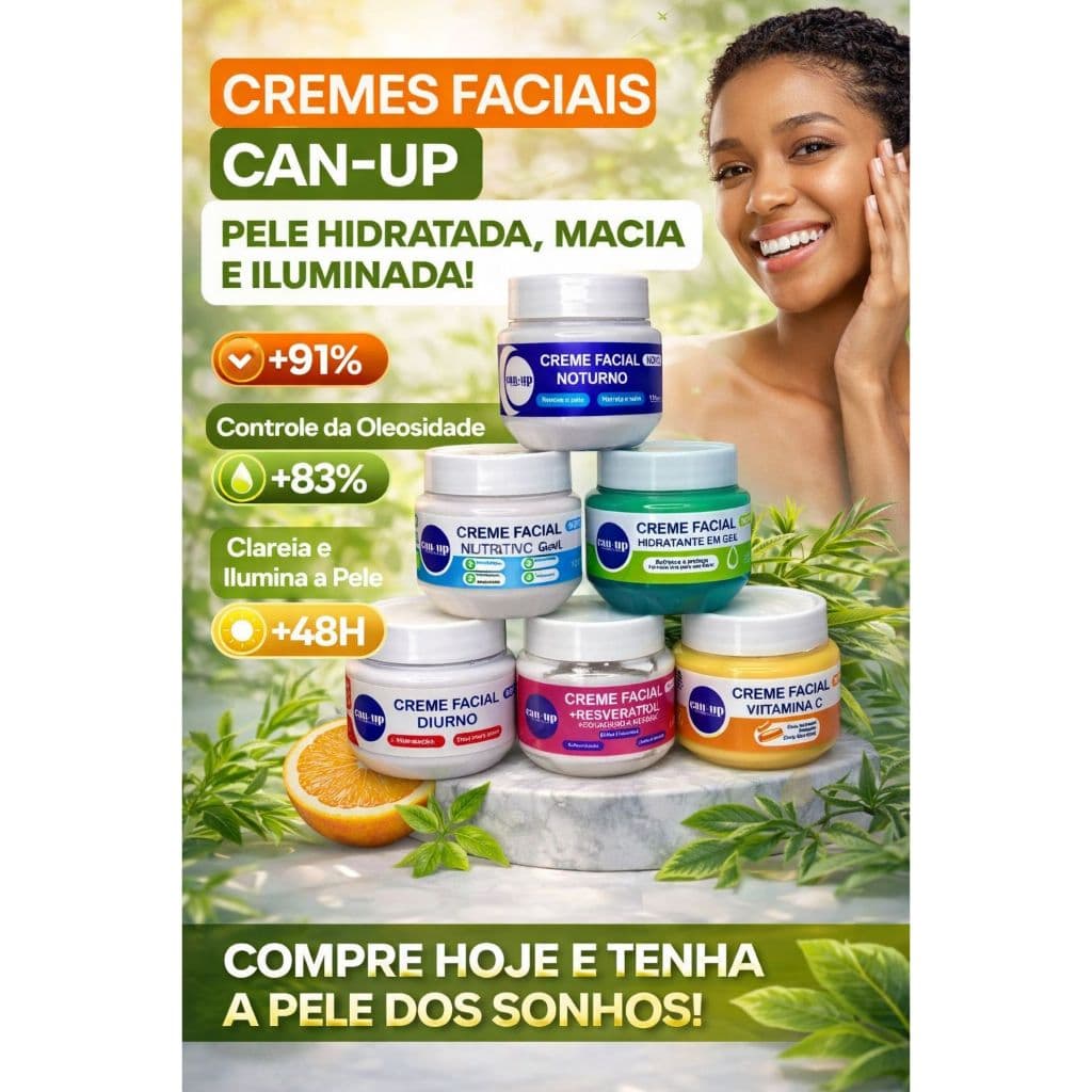 Creme Facial Hidratante 120ml | Clareador | Anti Oleosidade | Pele Lisa e Macia Can-Up