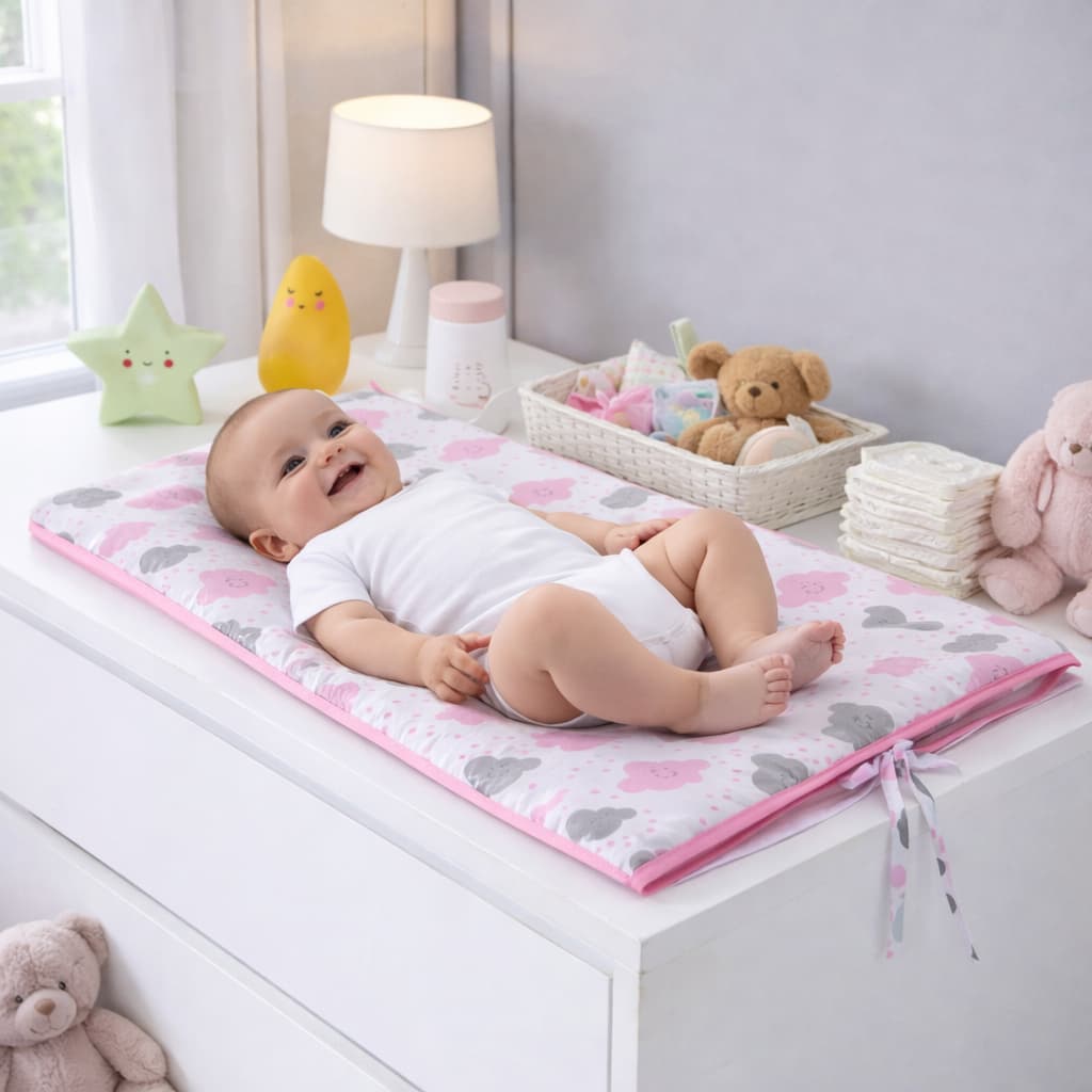 Trocador de Comoda de Bebê com Capa Plástica Removível Impermeavel Lavavel Zíper Diversas Estampas