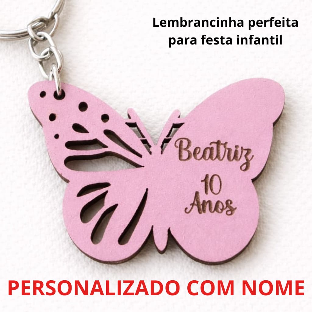Chaveiro Borboleta Personalizado Lembrancinhas Festa Aniversário MDF colorido, Jardim das Borboletas, Jardim Encantado