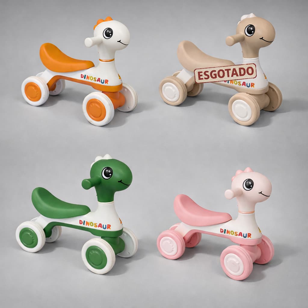 Motoca Infantil De Equilíbrio C/ Luz E Som Dino - HK Brinquedos