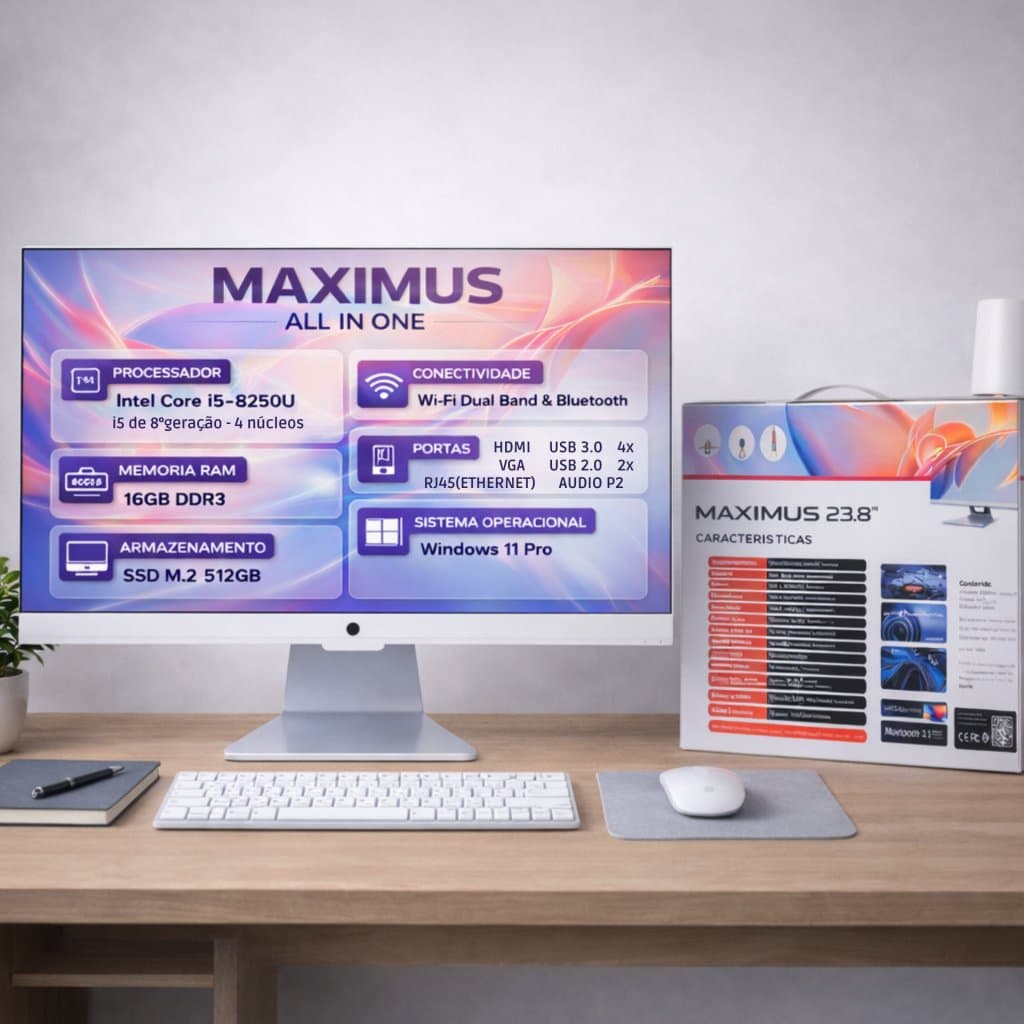 Computador All In One I5 23.8'' 16gb Ssd 512gb Full Hd Wifi Webcam Branco Bivot 127/220v