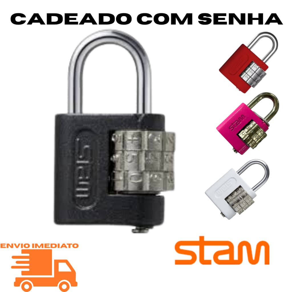 Cadeado de segredo Stam 25mm Original Alta Segurança para Armário Mala Portão Academia.