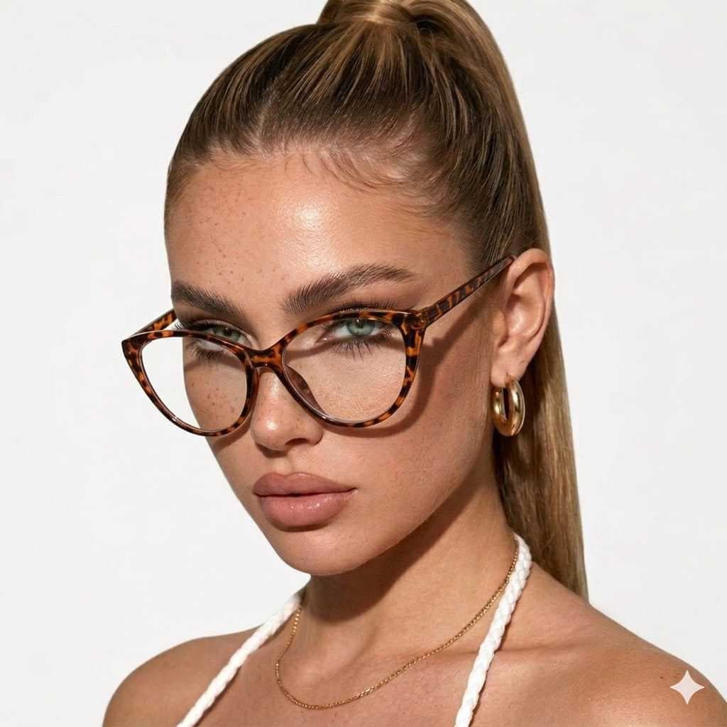 Óculos Gatinho Feminino Armação Lente Para Longe Proteção Anti Luz Azul