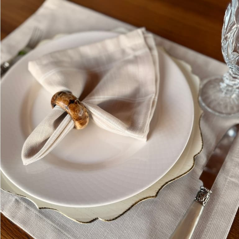 Kit 12 Guardanapos 40 cm x 40 cm Linho Misto com bainha para Mesaposta