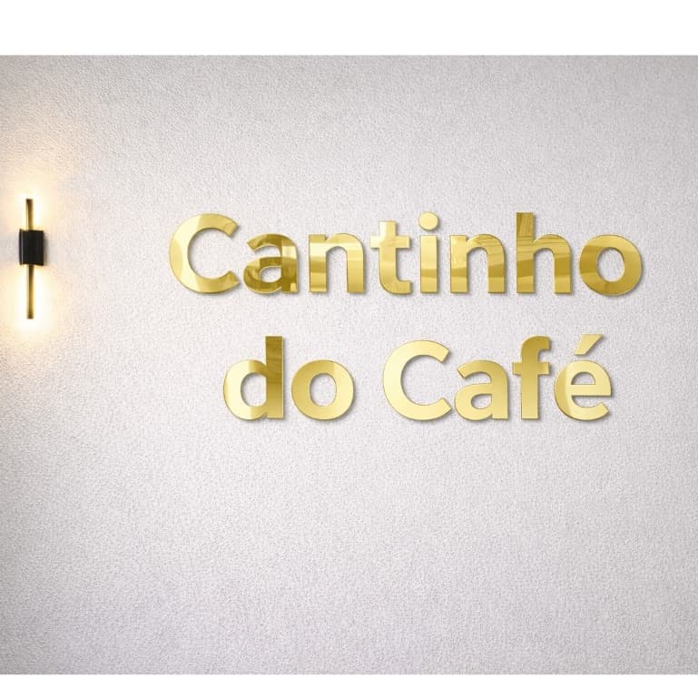 Espelho Decorativo Cantinho Do Café Em Acrílico Rose ou Dourado com Xícara Sala Cozinha