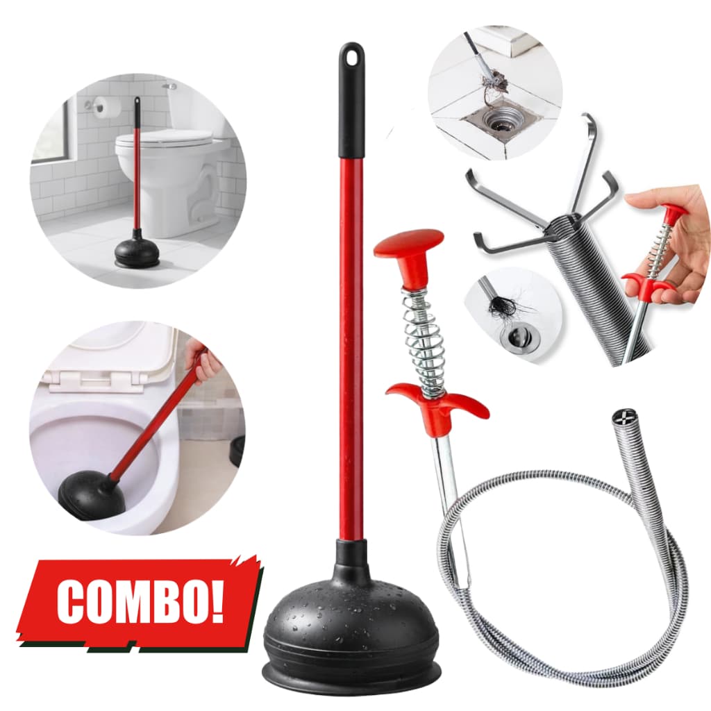 Desentupidor Vaso Sanitário Ralo Banheiro + Garra Cabo Desentupir Pia Canos Pegador 0,6 metro KIT