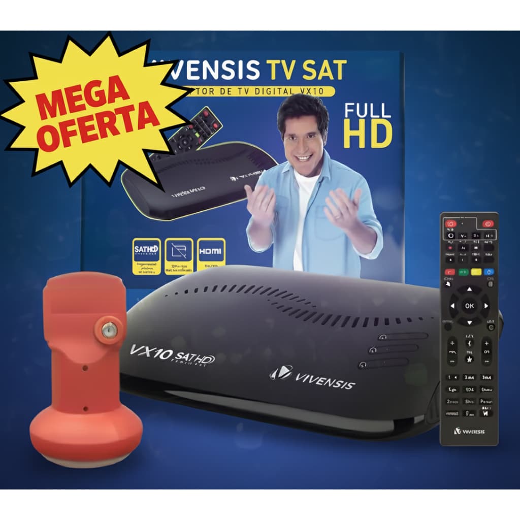 Kit Receptor De Tv Vivensis VX10 TV Sat + Lnbf Simples Vivensis Original Nova Parabólica