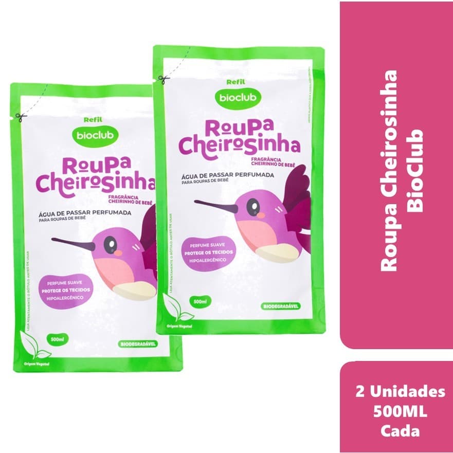 2 Refil Roupa Cheirosinha Água de Passar Roupa de Bebê 500ml