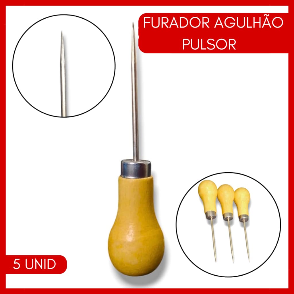 Kit 5 Furadores Agulhao P Tecido Patchwork Art Scrapbook