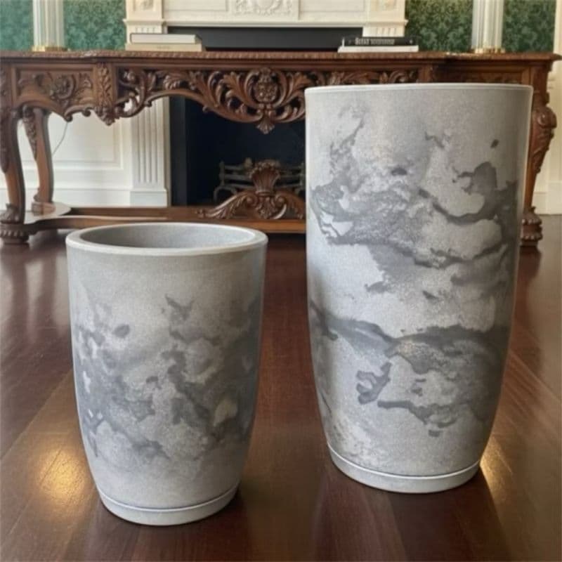 KIT C/ 2 VASOS PARA PLANTAS DECORATIVOS MARMORIZADOS EM POLIETILENO – LEVES, RESISTENTES | INTERNO e EXTERNO