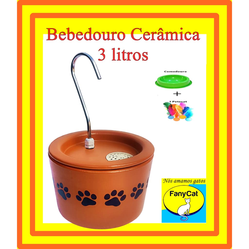 Bebedouro Fonte Cerâmica Gatos