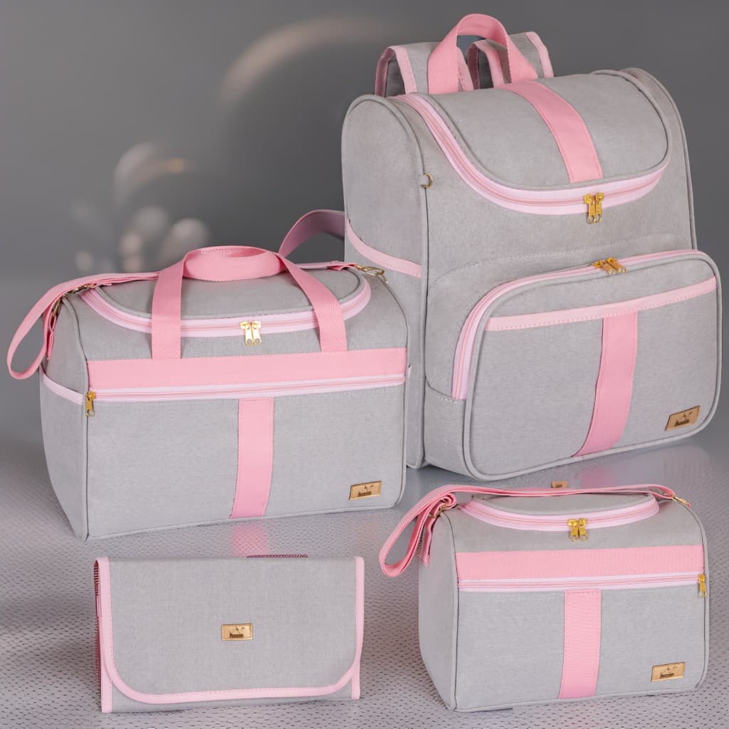 Bolsa Maternidade Kit 04 peças Bolsa G, Bolsa P, Mochila e Trocador Harmonia